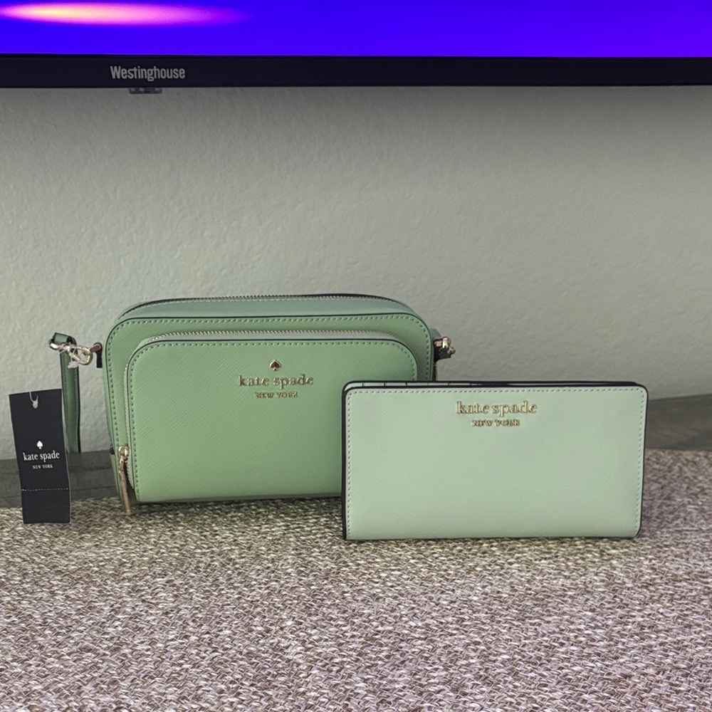 Kate Spade Mint Green Crossbody Bag and Wallet